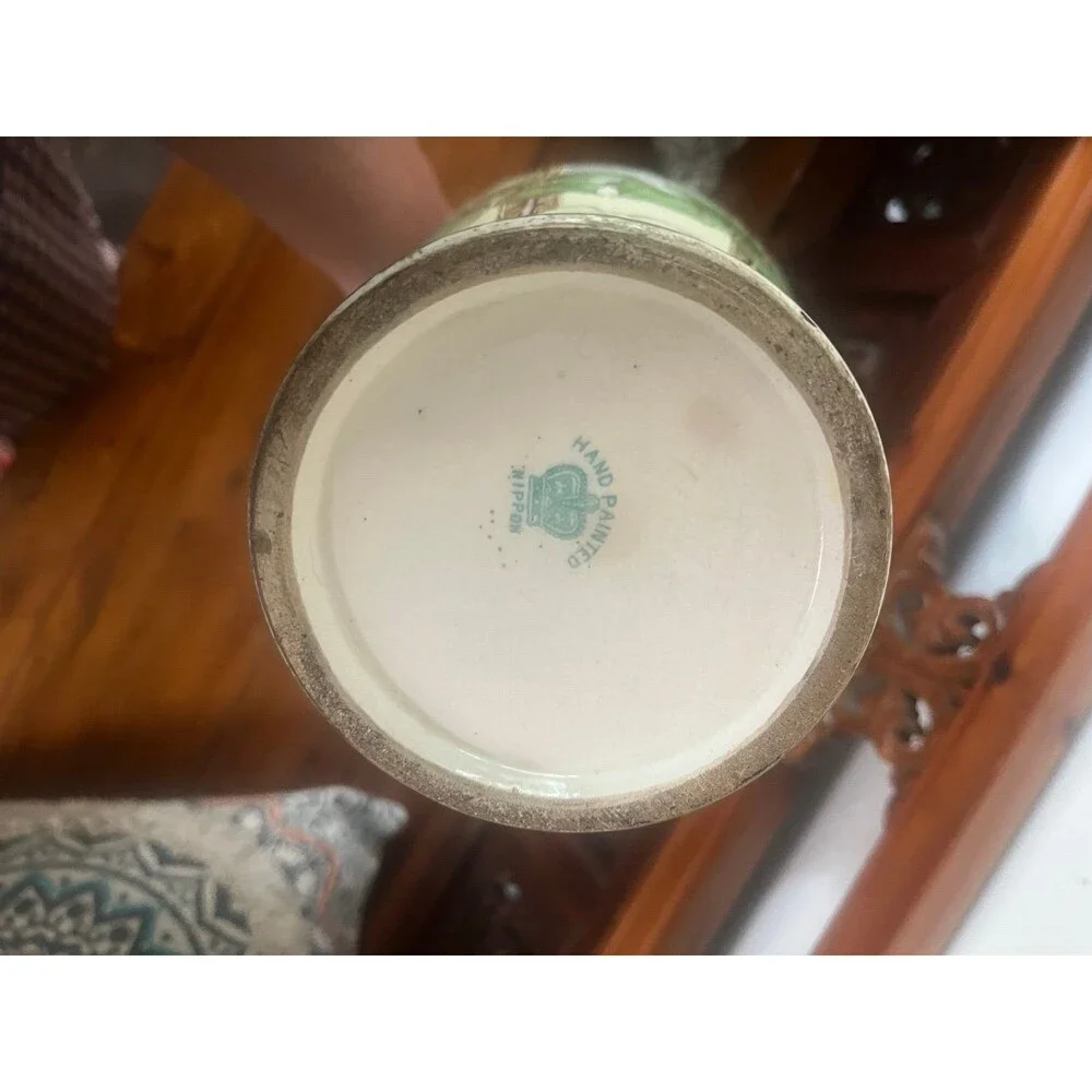 Antique Nippon Hand Painted 3 Handled Rose Vase
